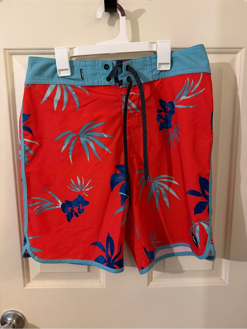 Quiksilver Red and Light Blue Men's Board Shorts